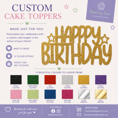 Card cake topper - with stars