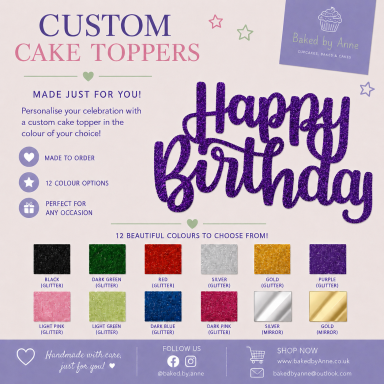 Card cake topper - Happy Birthday