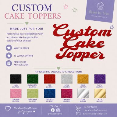 Card cake topper - custom text