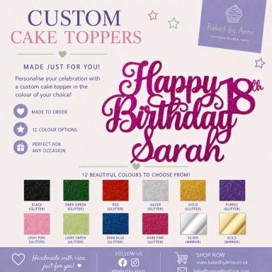 Card cake topper - custom name and age